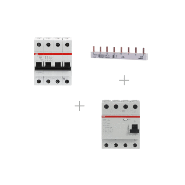 ABB strāvas automātslēdzis + noplūdes strāvas automātslēdzis + ķemme aizsardzības iekārtas komplekts 11kW uzlādes stacijām