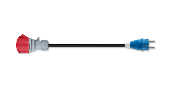 Adapteris no 3F uz 1F EVSE 3P16A -> Shucko EU kabelis 1m