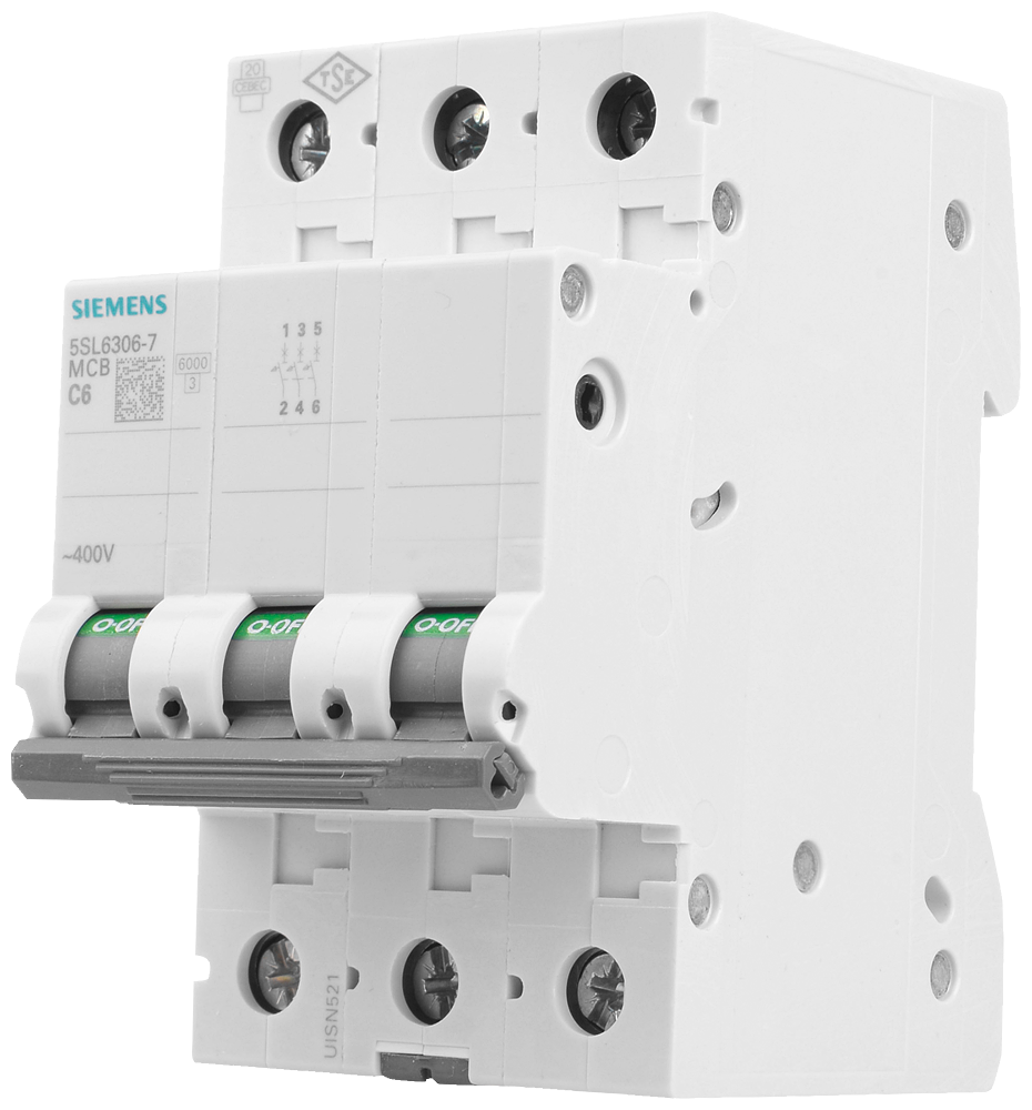 Siemens modulārais automātslēdzis 3F, C-6A, 400V, 6kA
