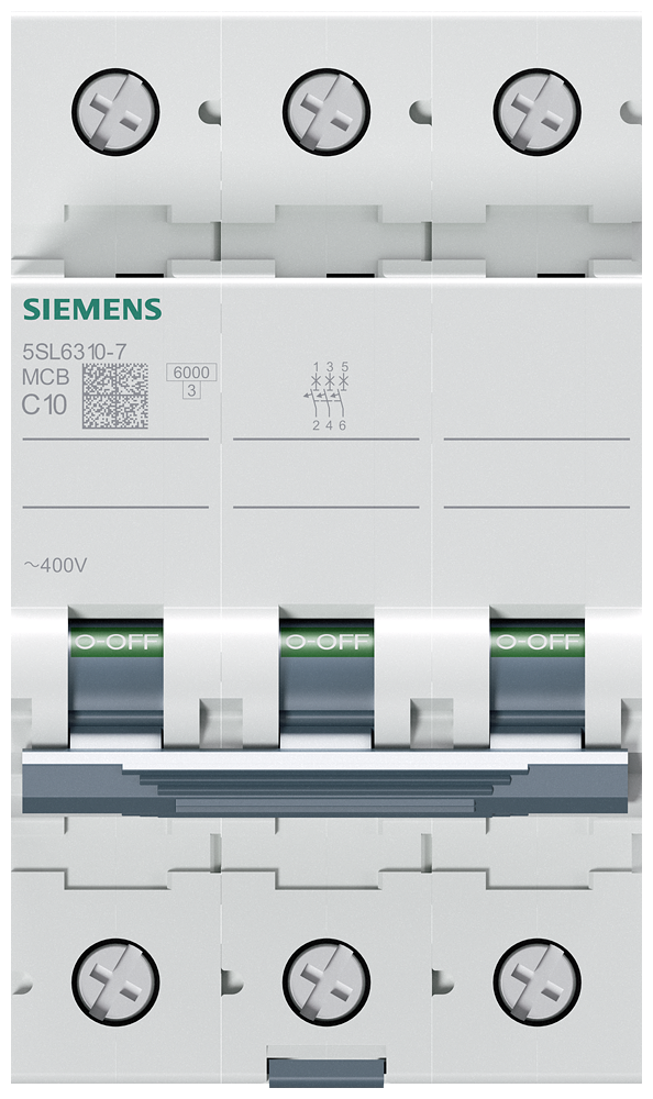 Siemens modulārais automātslēdzis 3F, C-10A, 400V, 6kA
