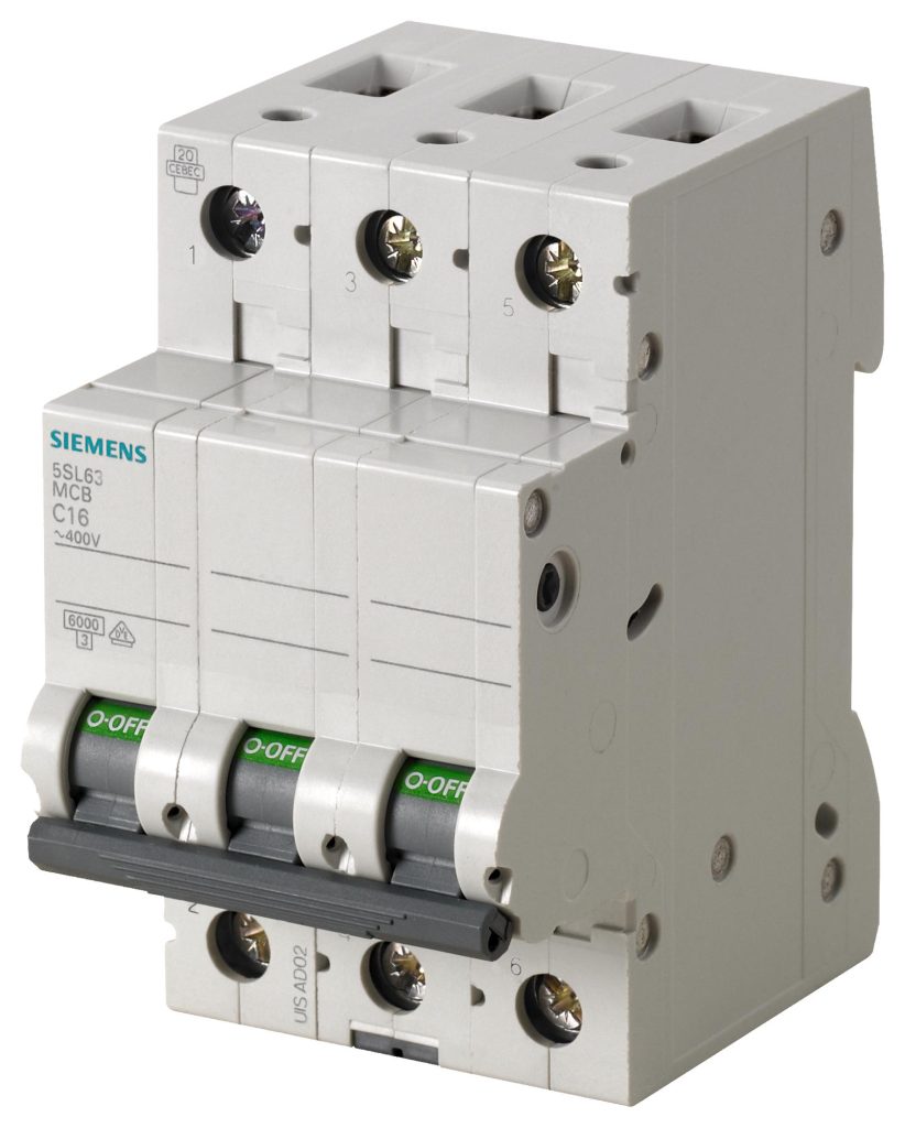Siemens modulārais automātslēdzis 3F, C-16A, 400V, 6kA