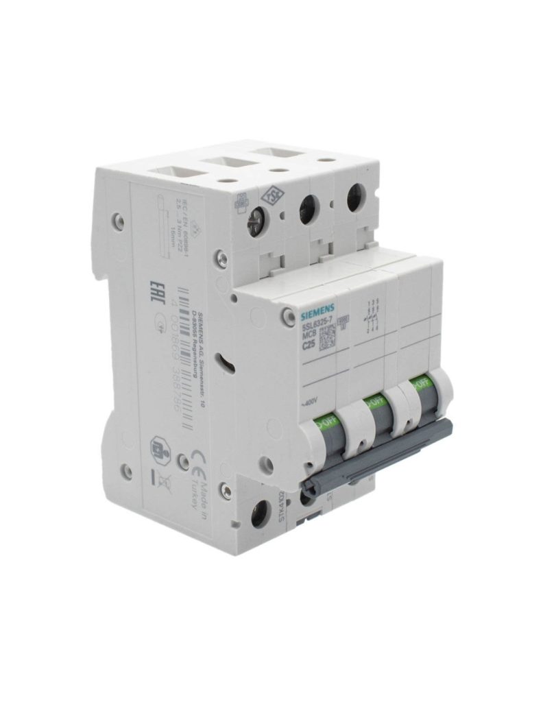 Siemens modulārais automātslēdzis 3F, C-25A, 400V, 6kA